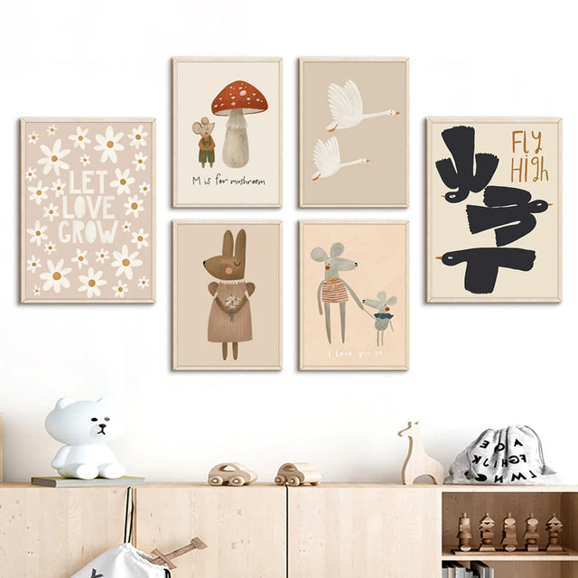 Bunny Family Patterns Canvas Wall Cute Decoration - Item - BAI-DAY 