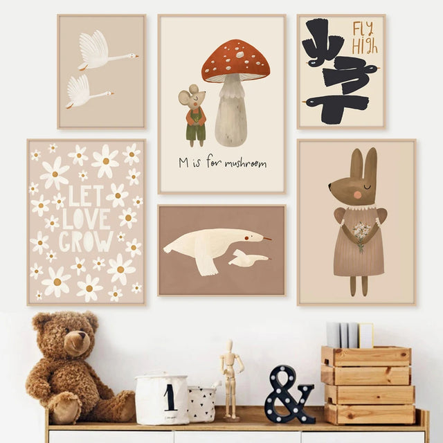 Brown Mouse Patterns Canvas Wall Cute Decoration - Item - BAI-DAY 
