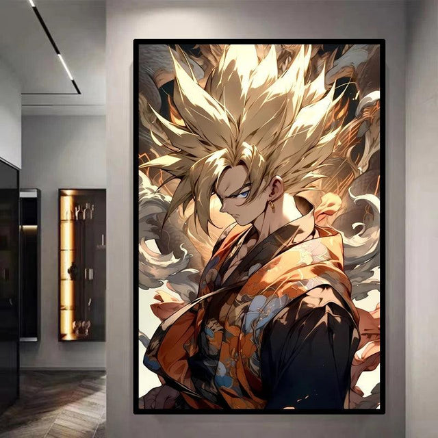 Goku SSJ Decorative Canvas Wall Poster - Item - BAI-DAY 
