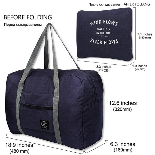 Navy Waterproof Foldable Travel Luggage - Item - BAI-DAY 