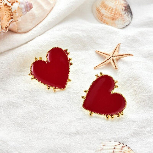 Big Red Heart Earrings - Item - BAI-DAY 