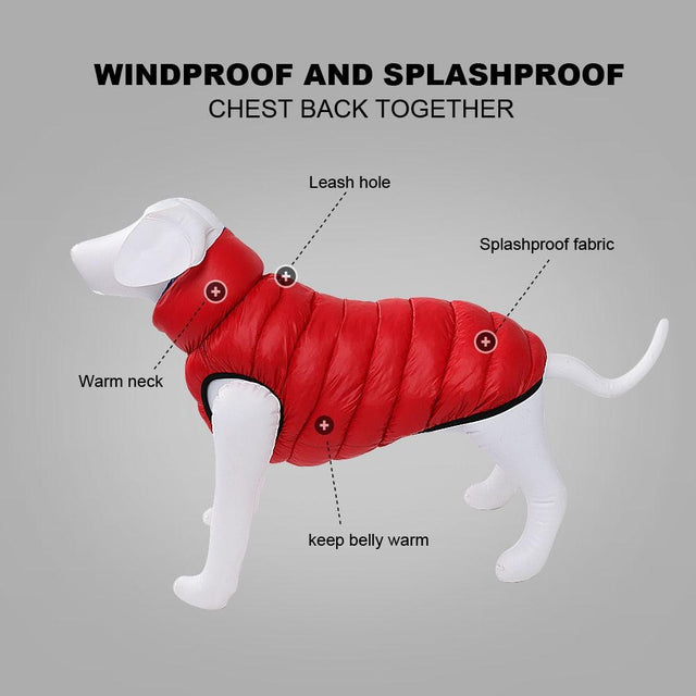 Red & Blue Winter Reversible Dog's Jacket - Item - BAI-DAY 