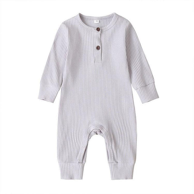 Solid Color Long Sleeve Baby Cotton Romper - Item - BAI-DAY 