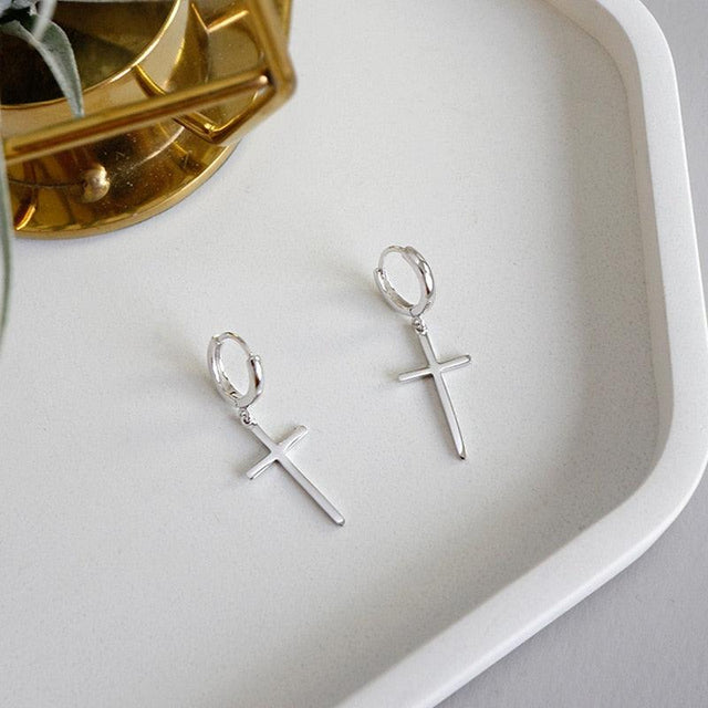 Sterling Silver Small Cross Earrings | Jewelry - Item - BAI-DAY 